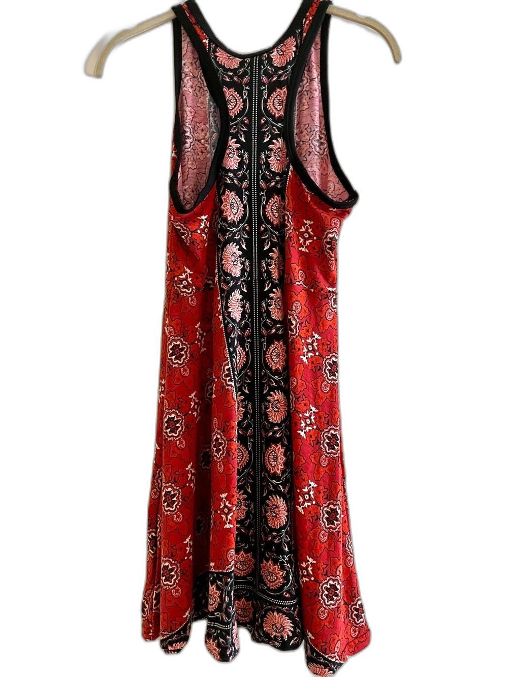 Angie M Floral Mini Tank Dress Red Black Boho Festival Travel Casual - Picture 2 of 4